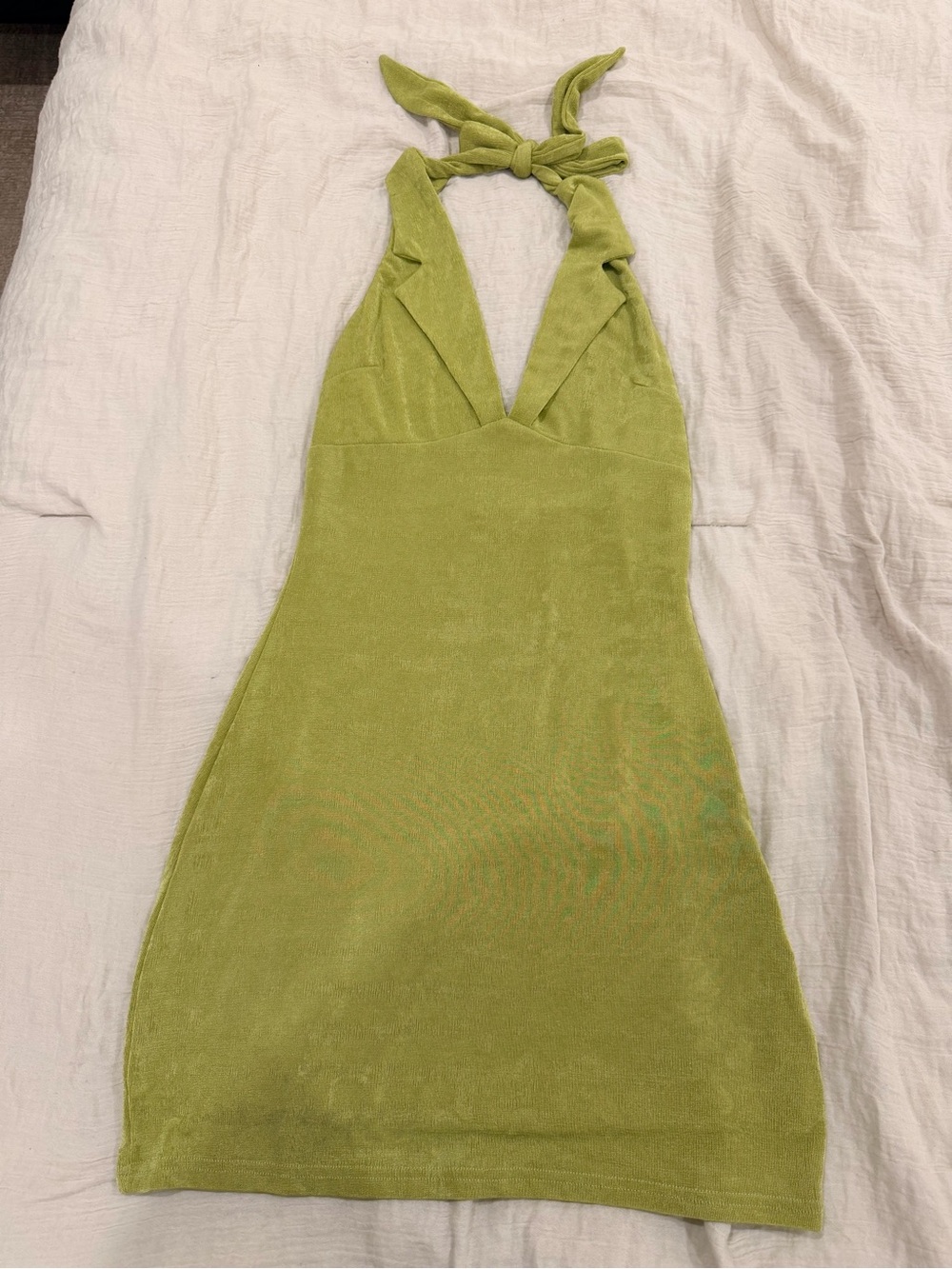 Peppermayo Lime Halter V-Neck Mini Dress